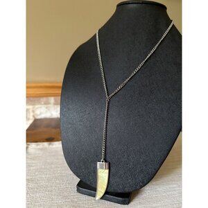 Mother Of Pearl Horn Pendant Necklace TusK Look Boho Style